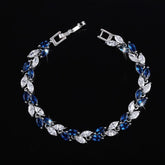 Bracelet Trendy Cubic Zirconia Silver Color Leaf CZ Crystal Bangles